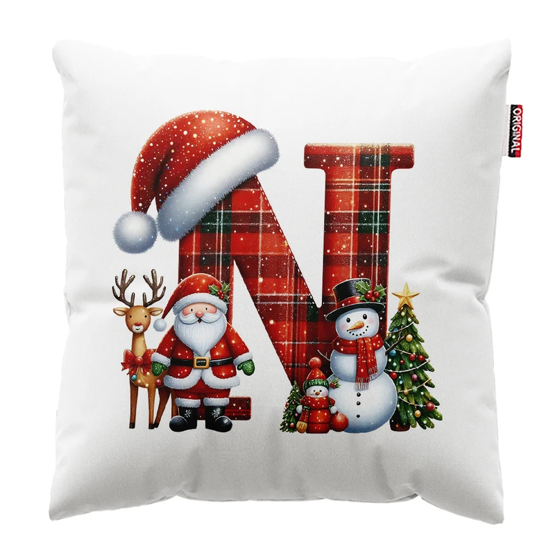 کوسن پاد آفرین مدل کریسمس طرح حرف N کد PK302604 سایز 30*30 سانتی متر 