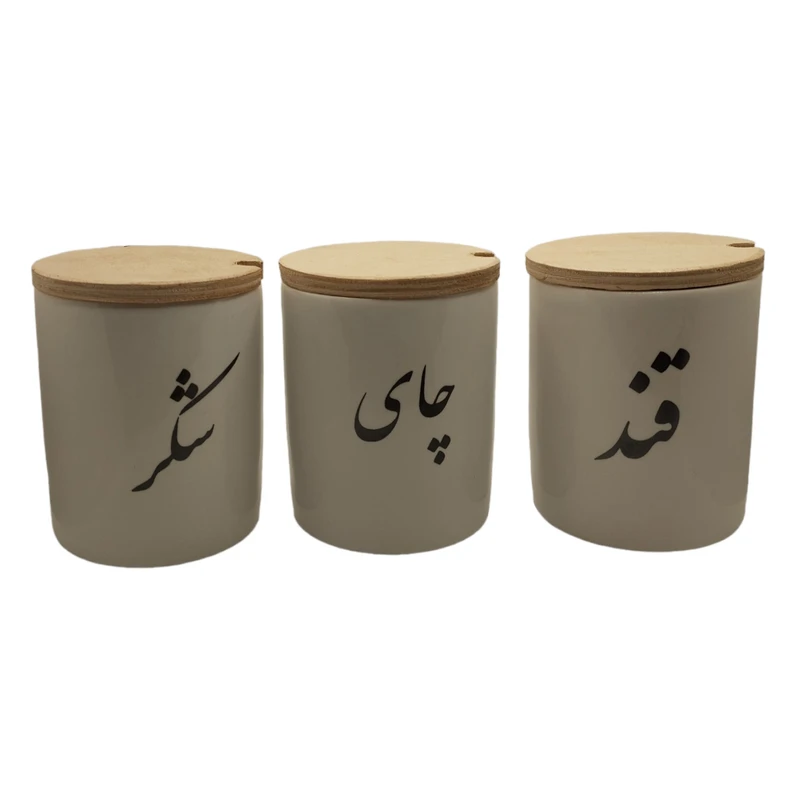بانکه مدل سرامیکی طرح قند و شکر و چای کد 05 مجموعه 3 عددی