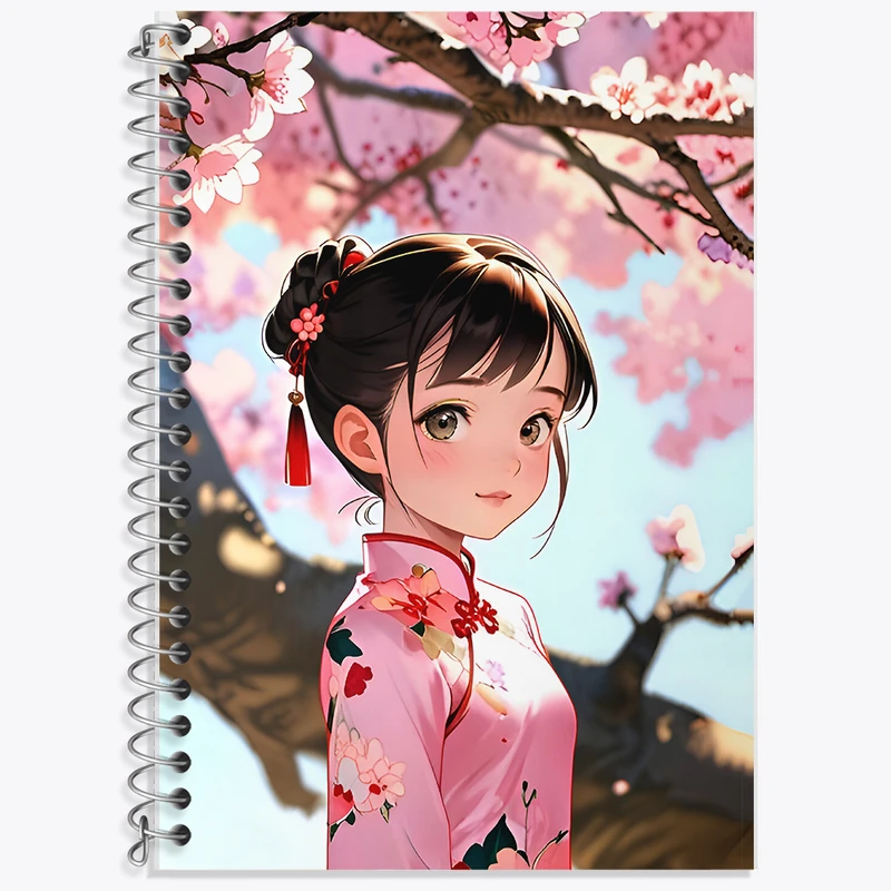 دفتر زبان 50 برگ خندالو مدل سه خط طرح دختر ژاپنی کد F6635