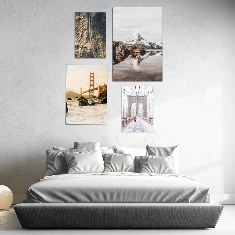 تابلو شاسی بکلیت طرح منظره طبیعت زمستانی مدل SH-445 مجموعه 4 عددی