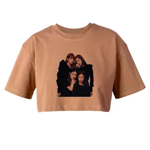 کراپ‌تاپ آستین کوتاه زنانه مدل گروه بلک پینک کد L51 K