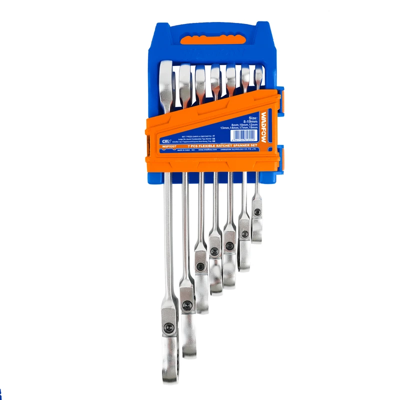 آچار یکسر تخت و یکسر رینگی جغجغه ای وادفو مدل WSP5207 مجموعه 7 عددی