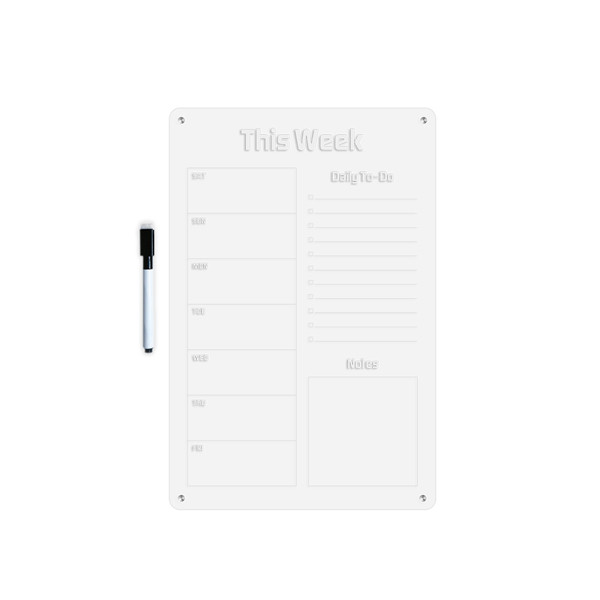 تخته وایت برد مدل پلنر هفتگی سایز 29.5×19.5 سانتی متر به همراه ماژیک