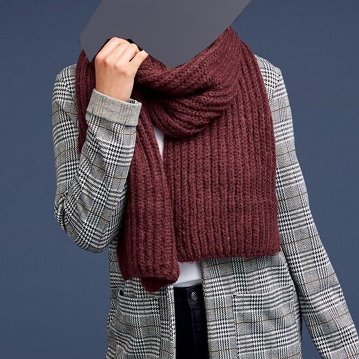 ست کلاه و شال گردن بافتنی زنانه اسمارا مدل LUX2021 رنگ زرشکی -  - 4