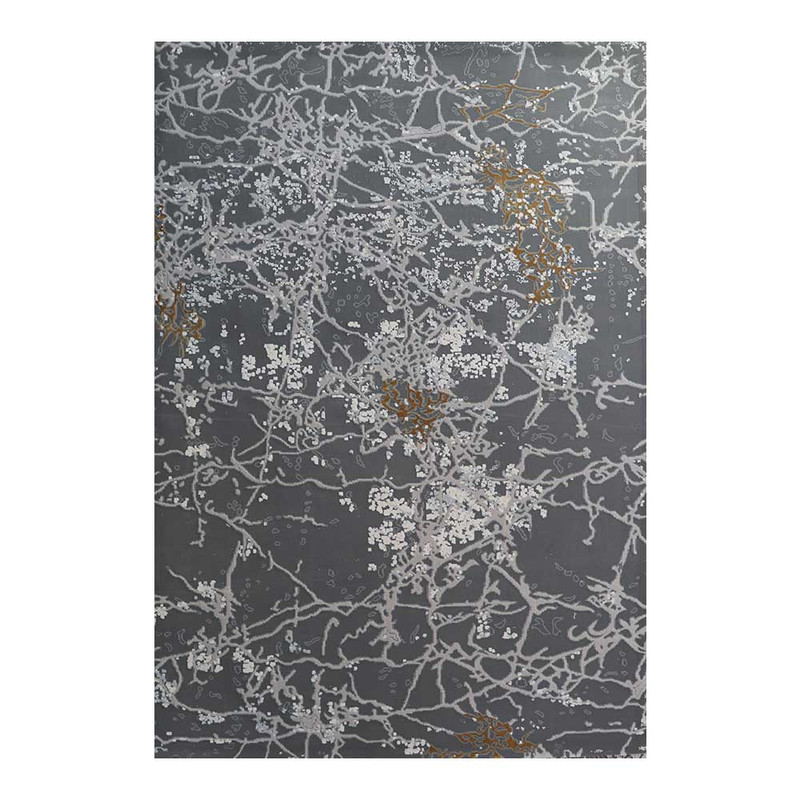 فرش ماشینی 420 شانه زمینه طوسی حاشیه طوسی مدل پلاتینیوم کد 6012