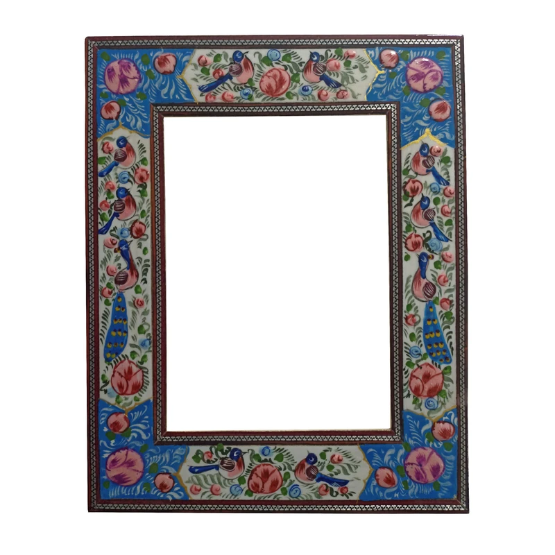 قاب خاتم کاری چوبی طرح گل و مینا مدل k147