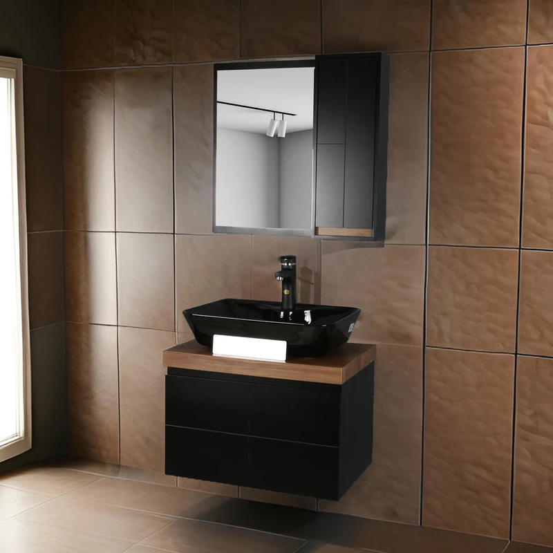 ست کابینت و روشویی دلفین مدل ZND-R13-Blبه همراه آینه و باکس