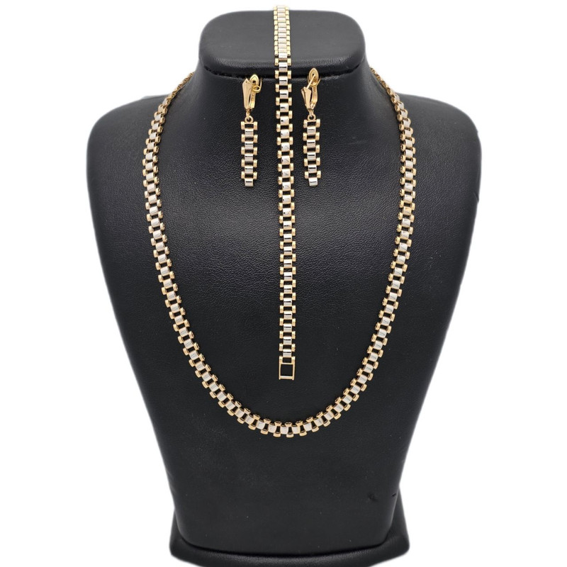 نیم ست طلا کم اجرت 18 عیار زنانه طلا و شمش برلیان مدل رولکس