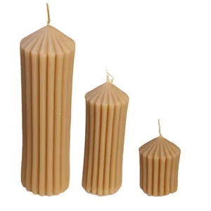 شمع مدل استوانه شیار دار مخروطی مجموعه 3 عددی