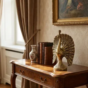 Bronze peacock statue