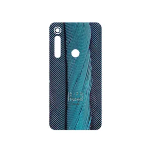 MAHOOT Turquoise feathers Cover Sticker for Motorola One Macro