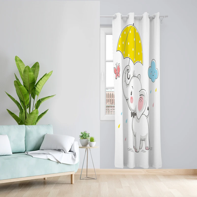 پرده طرح کودک مدل مخمل پانچی کد L 1018 Z سایز 140x200 سانتی متر