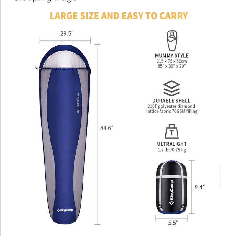 کیسه خواب یک نفره کینگ کمپ مدل BREEZE 70