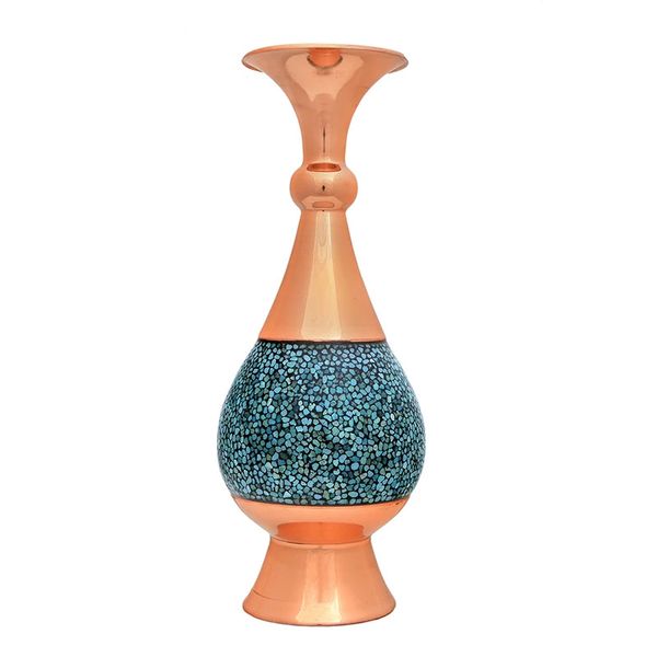 گلدان فیروزه کوبی مسی مدل درباری کد 20