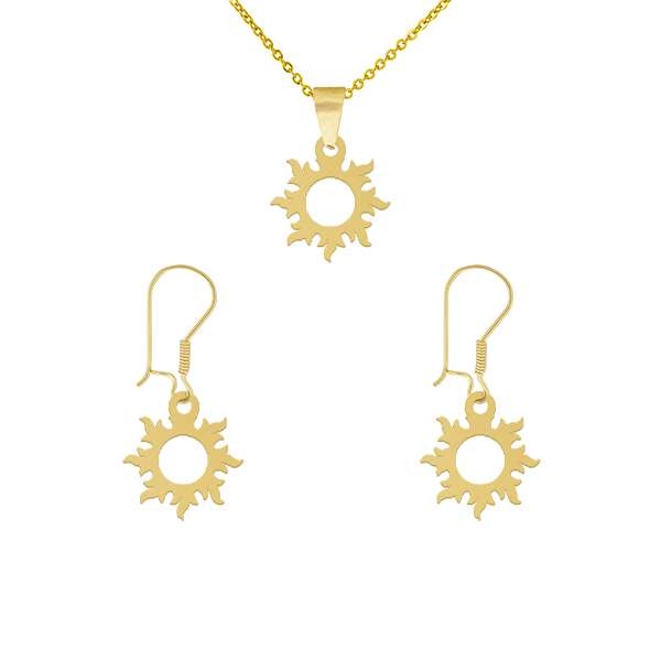 نیم ست طلا 18 عیار زنانه طلای کامک طرح خورشیدی