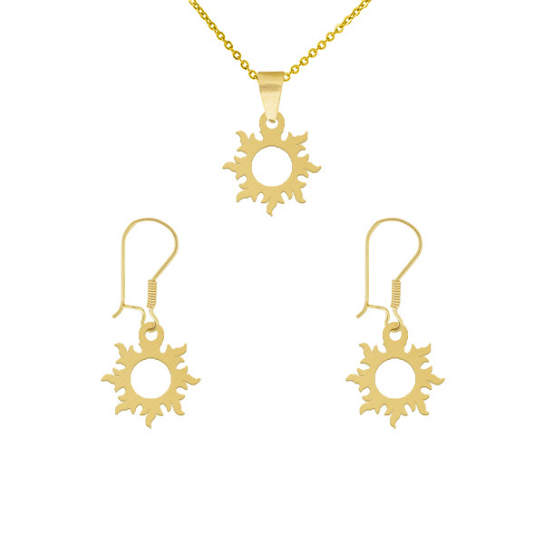 نیم ست طلا 18 عیار زنانه طلای کامک طرح خورشیدی