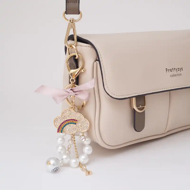 آویز کیف زنانه مدل ابر و رنگین کمان مروارید کد 2100047