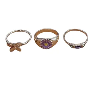 انگشتر زنانه آی ام مدل گل بابونه مجموعه 3 عددی