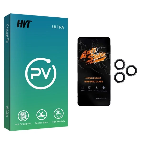 محافظ صفحه نمایش اچ وی تی مدل PV Antistatic مناسب برای گوشی موبایل اپل iPhone 11 Pro Max  به همراه محافظ لنز گوشی