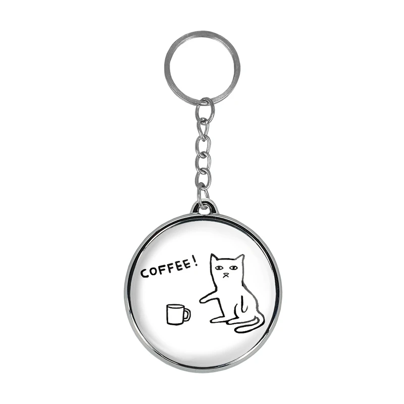 جاکلیدی خندالو طرح گربه و قهوه مدل دوطرفه کد 2933029319