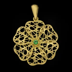 آویز گردنبند طلا 18 عیار زنانه طلای مستجابی مدل گل کد 67008