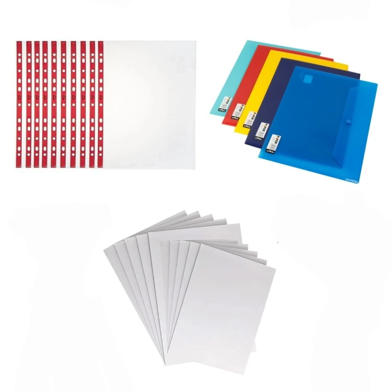 پوشه دکمه دار پاپکو مدل 116-105 سایز A4 به همراه کاور و کاغذ بسته ۲۵ عددی 