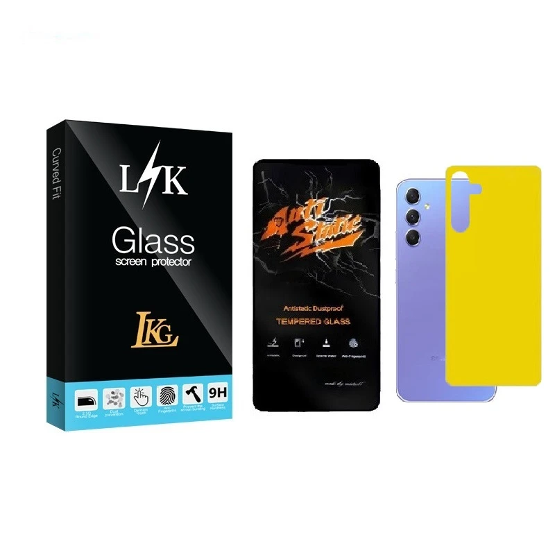محافظ صفحه نمایش ال کا جی مدل LK Anti Static مناسب برای گوشی موبایل سامسونگ Galaxy A34 به همراه محافظ پشت گوشی