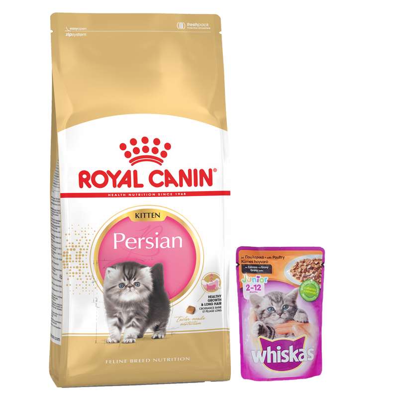غذای خشک گربه رویال کنین مدل Persian Kitten وزن 2 کیلوگرم به همراه پوچ