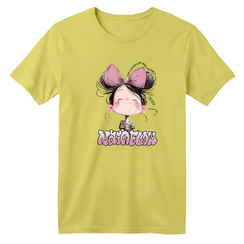 تی شرت آستین کوتاه بچگانه مدل دخترک پاپیونی