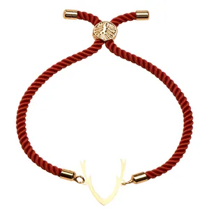 دستبند طلا 18 عیار دخترانه کرابو طرح شاخ گوزن مدل Krd1460