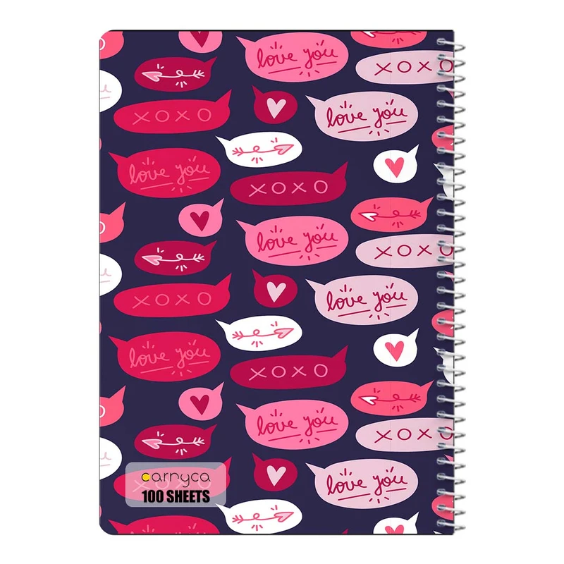 دفتر مشق 100 برگ سیمی کارنیکا طرح پترن عشق Love Pattern کد 64126