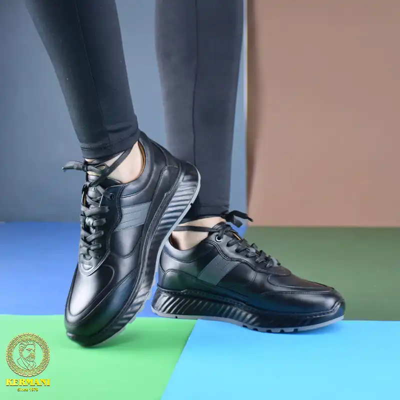 کفش روزمره زنانه کرمانی مدل چرم دستدوز طبیعی کد 515 رنگ مشکی