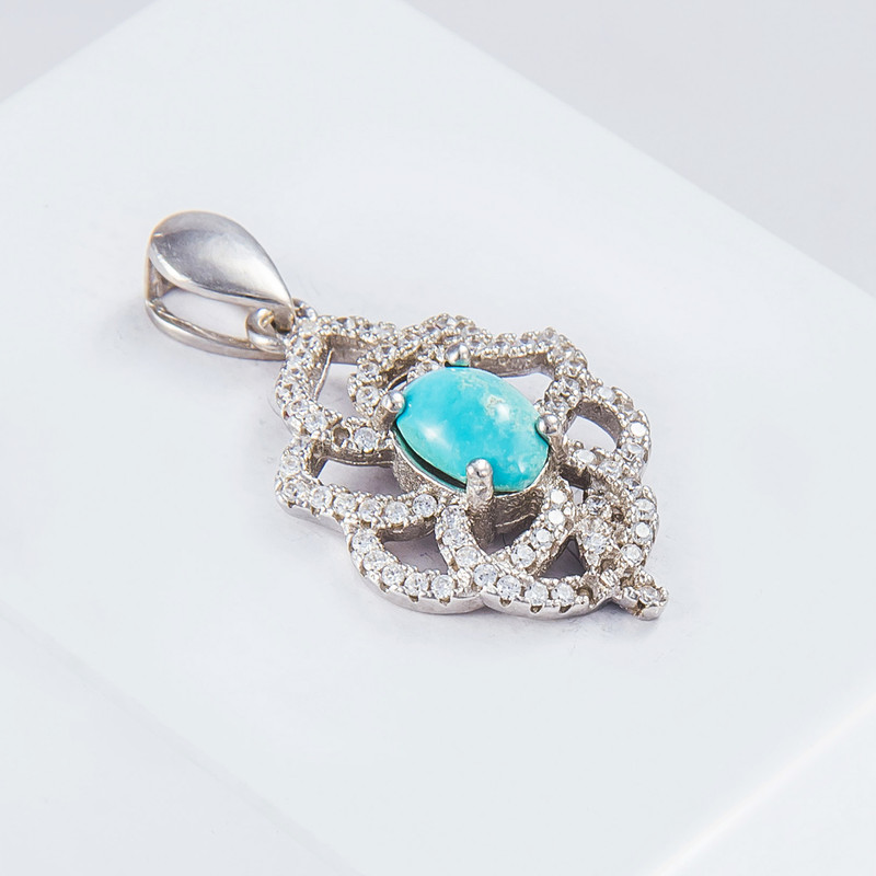 آویز گردنبند نقره زنانه مدل فیروزه نیشابور کد NG1725 آویز گردنبند نقره زنانه مدل فیروزه نیشابور کد NG1725