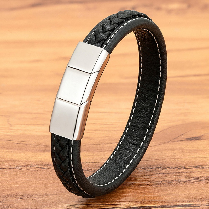 دستبند مردانه گالری گوهرسنگ مدل چرمی کد OT_146