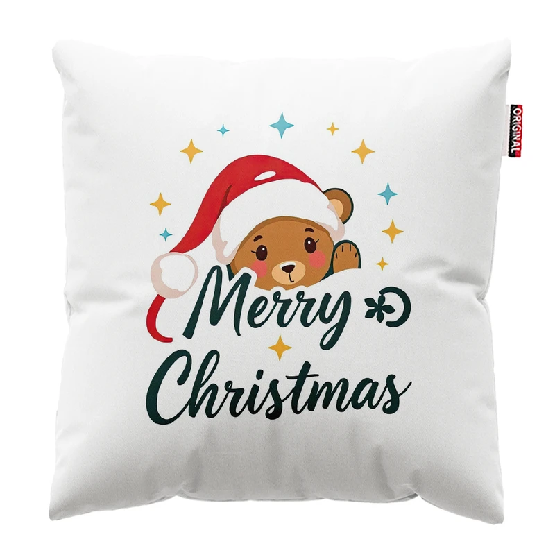 کوسن پاد آفرین مدل کریسمس طرح خرس تدی کد PK302497 سایز 30*30 سانتی متر 