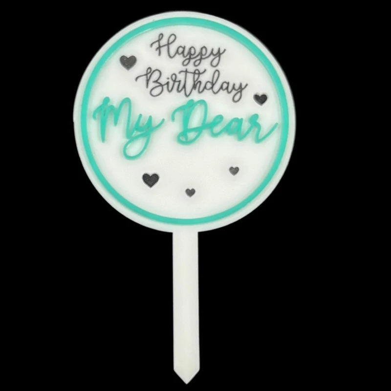 تاپر مدل پلکسی happy birthday زمینه سفید مجموعه 10 عددی