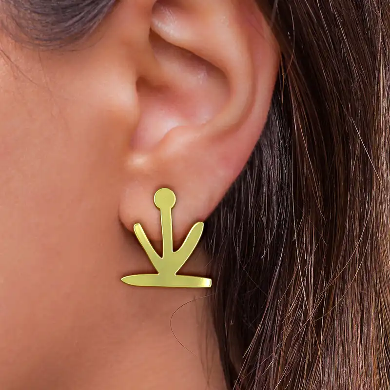 گوشواره طلا 18 عیار زنانه مدوپد مدل هندسی کد GA1-16093