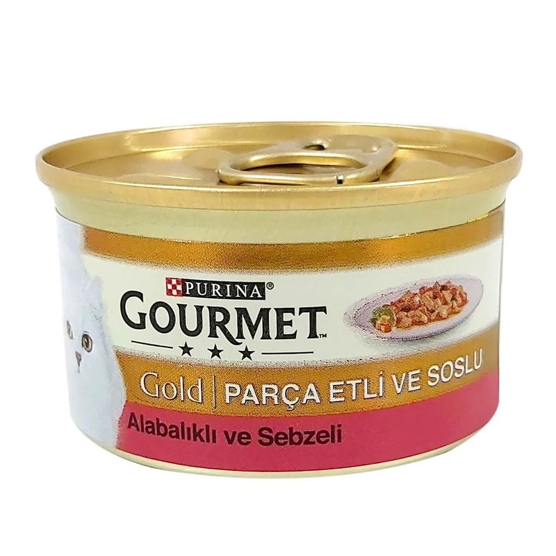 کنسرو گربه گورمت Gourmet Gold Salmon & Chicken in Gravy وزن 85 گرم