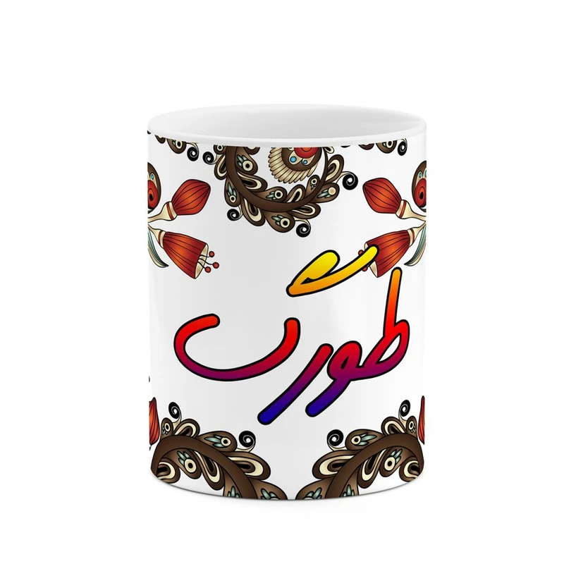 ماگ کاکتی مدل اسم طورگ طرح سنتی گل و بته کد mgh46036