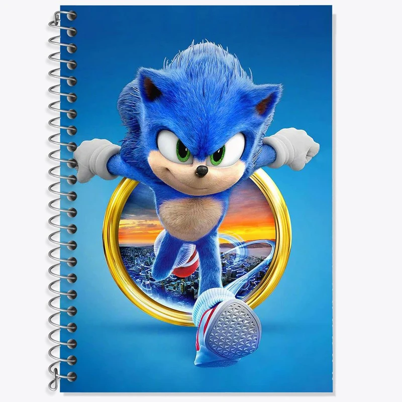 دفتر زبان 50 برگ خندالو مدل سه خط طرح سونیک کد 1044