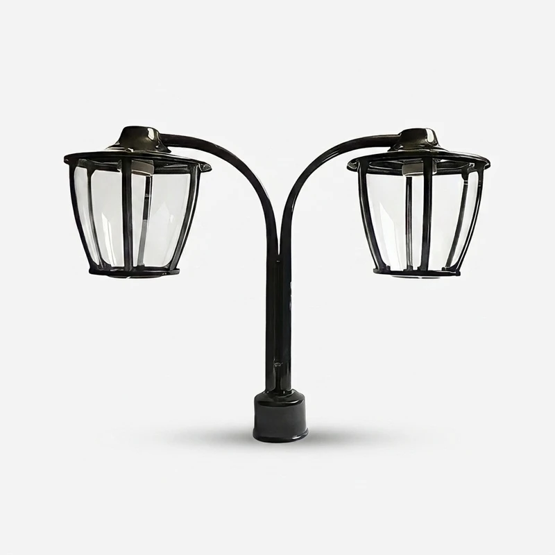 چراغ پارکی مدل سرلوله دو شاخه فلزی P-2Cpo