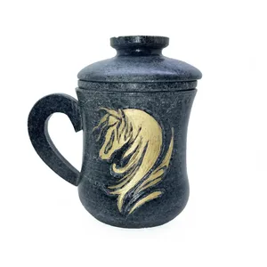 لیوان سنگی مدل دمنوش طرح اسب کد 086