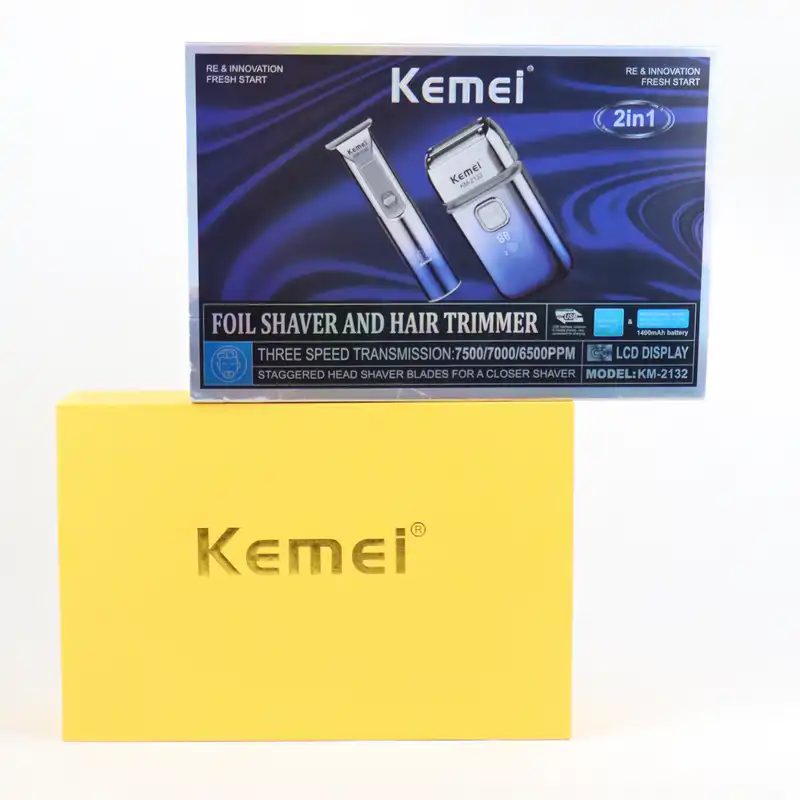 ماشین اصلاح موی سر و صورت شارژی کیمی مدل KM-2132 مجموعه دو عددی