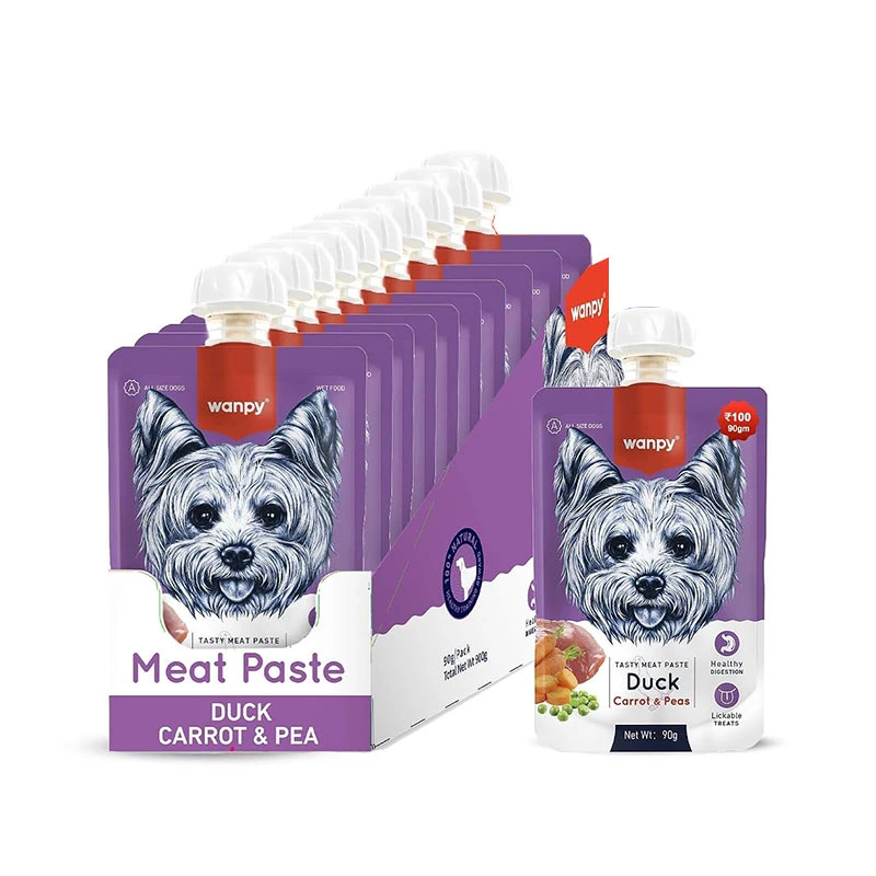 پودینگ سگ ونپی مدل Tasty Meat Paste طعم گوشت اردک، هویج و نخود فرنگی بسته 10 عددی