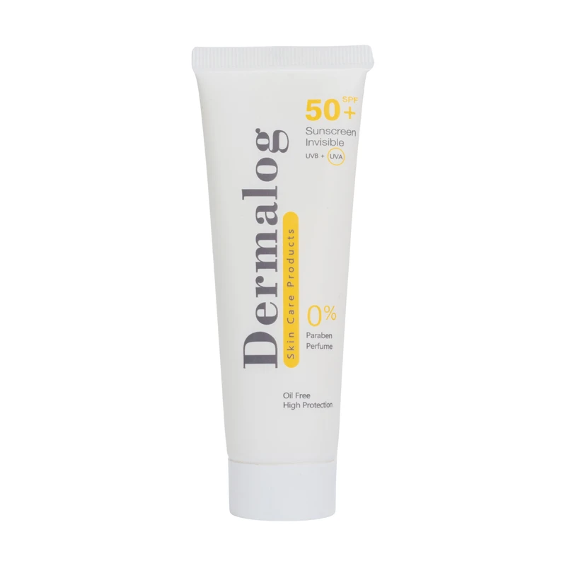 کرم ضد آفتاب بی‌رنگ صورت درمالوگ SPF 50 مدل 02 محافظ در برابر اشعه UVA ‌مناسب برای انواع پوست حجم 50 میلی‌لیتر