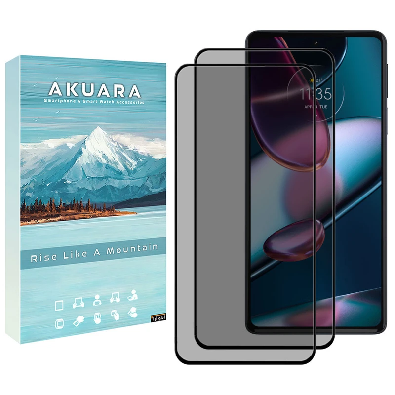 محافظ صفحه نمایش حریم شخصی آکوآرا مدل AKU pv2 مناسب برای گوشی موبایل موتورولا Edge 30 Pro بسته دو عددی