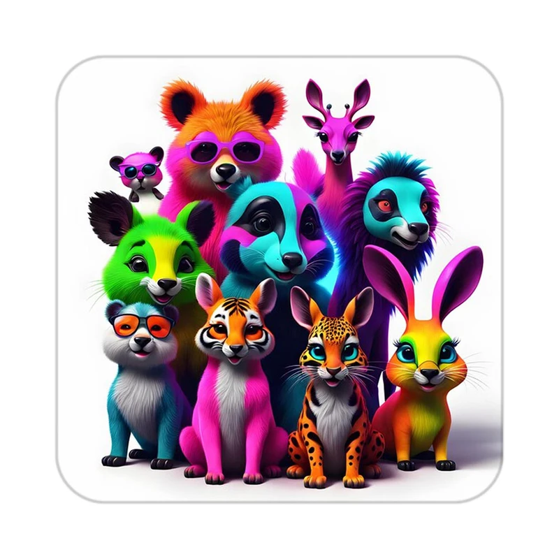 زیر لیوانی کاکتی طرح حیوانات رنگی مدل mp25205