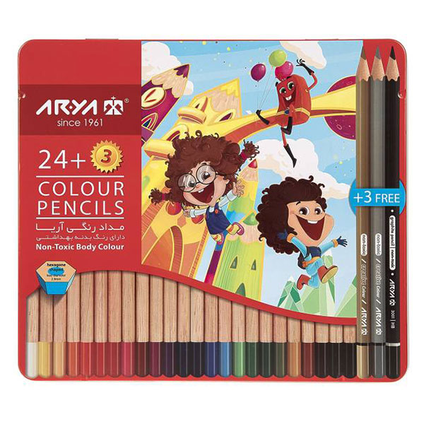 مداد رنگی 26 رنگ آریا مدل رنگ کد 3022