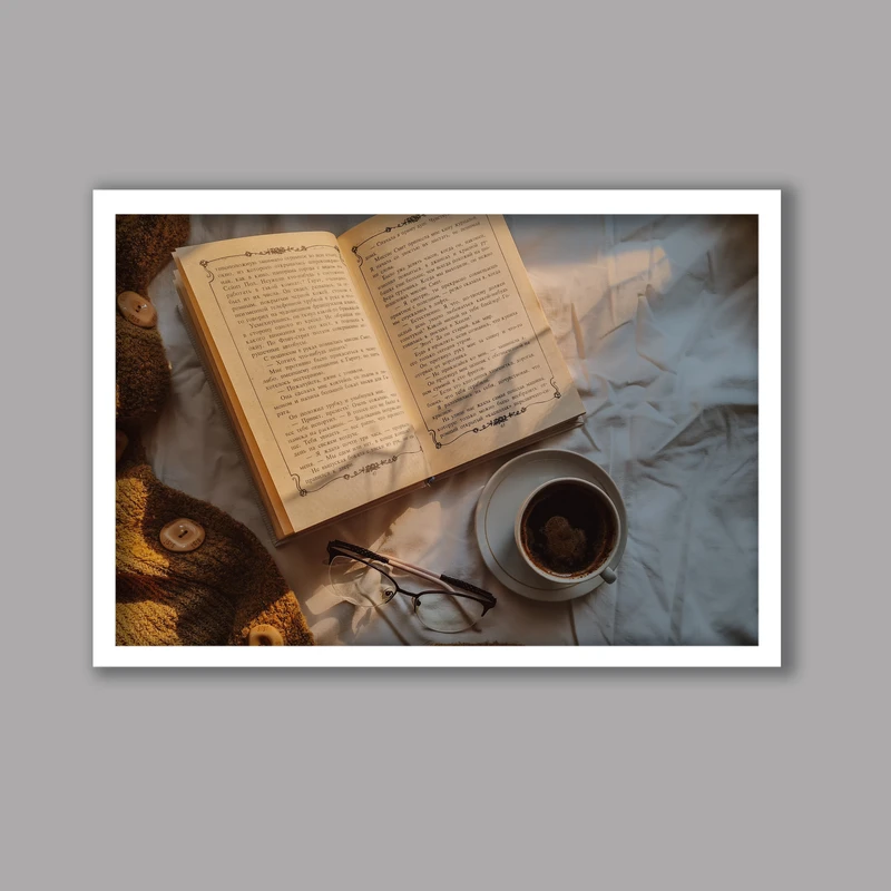 تابلو لیلیان طرح فانتزی فنجان قهوه و کتاب کد LA-G10229