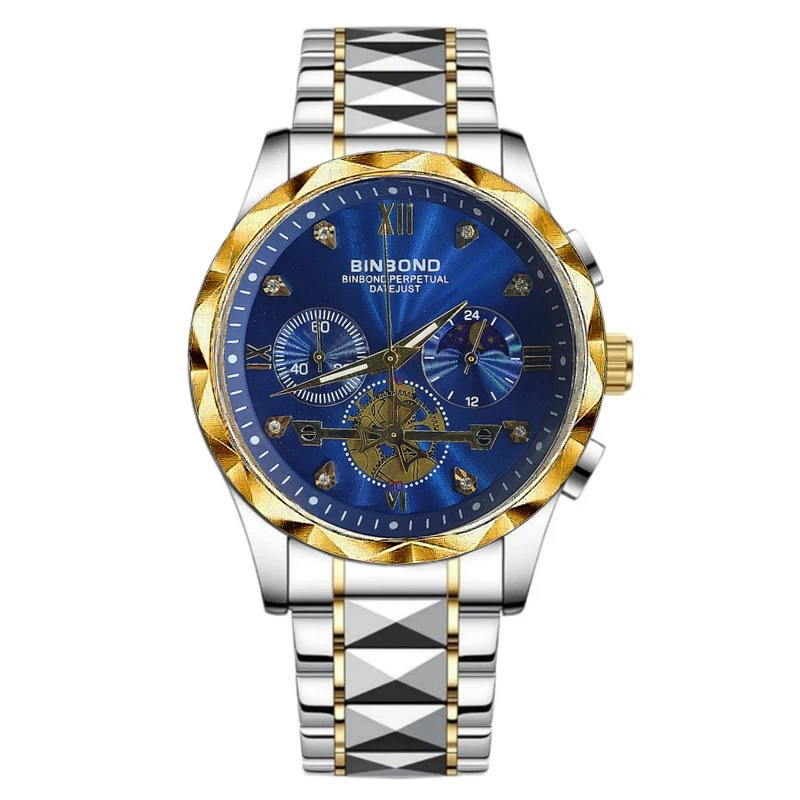 ساعت مچی عقربه‌ای کوارتز مردانه بین باند مدل سه موتور فعال کورنوگراف نگینی کد 005